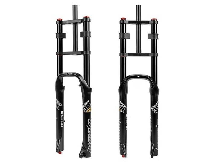 HIMALO 26'' Fat Fahrrad Gabel Downhill MTB Luftfedergabel Federweg 160mm Gerade Doppelschulter Gabel Zugstufe Einstellbar Manuelle Sperre QR 9x135mm, Max Für 4.0'' Reifen (Color : Black)