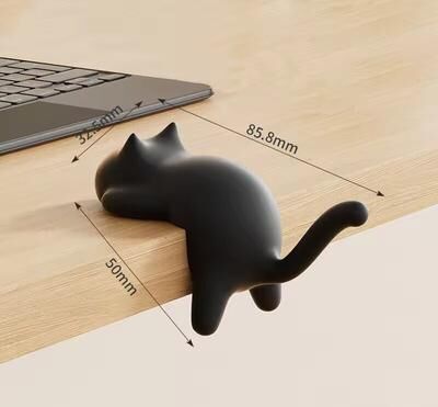 Combo Retail Shop Cute Cat Shaped Creative Desktop Hooks, Key Holder Organizer For Office Desk, Bag Storage Hooks, Table Edge Key Chain black