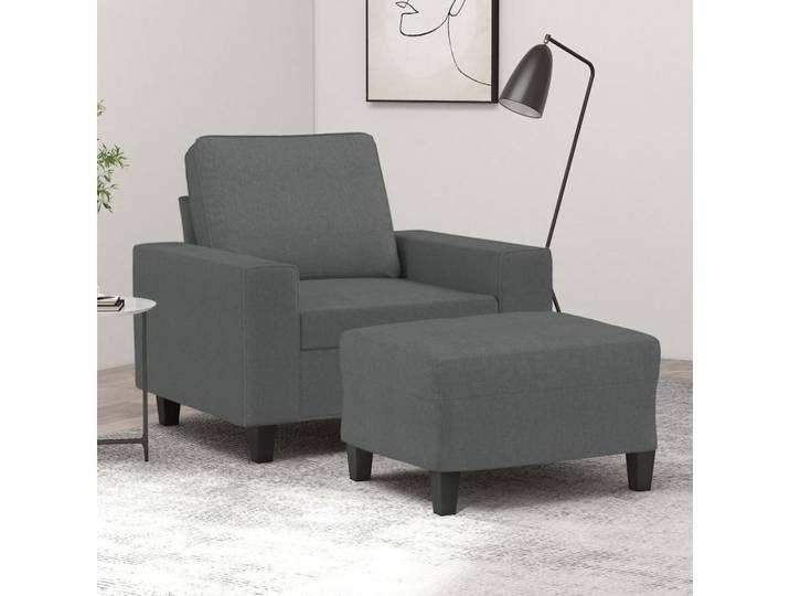 vidaXL Sofa vidaXL Sessel mit Hocker Dunkelgrau 60 cm Stoff