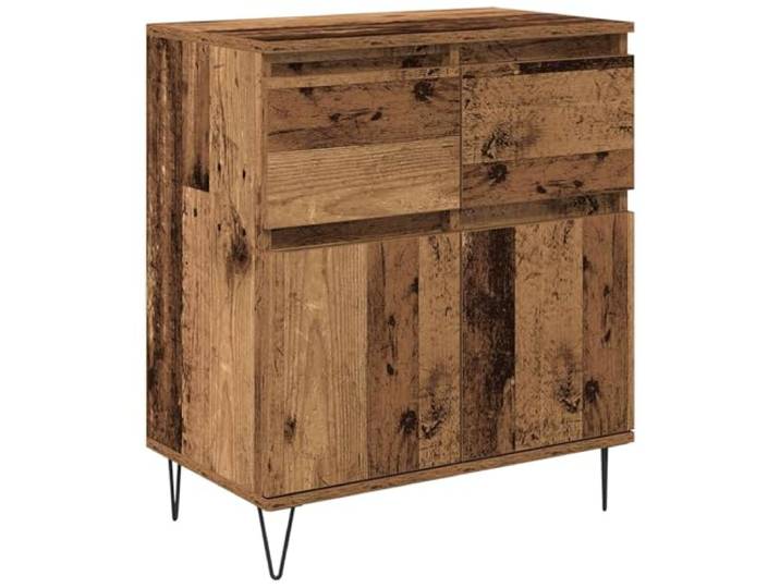 HGFDVCMR Sideboard Altholz Optik 60x35x70 cm Kommode mit 2 Türen Kompakte Flurkommode mit Metallbeinen und Schublade für Wohnzimmer oder Flur im Industrie Design.