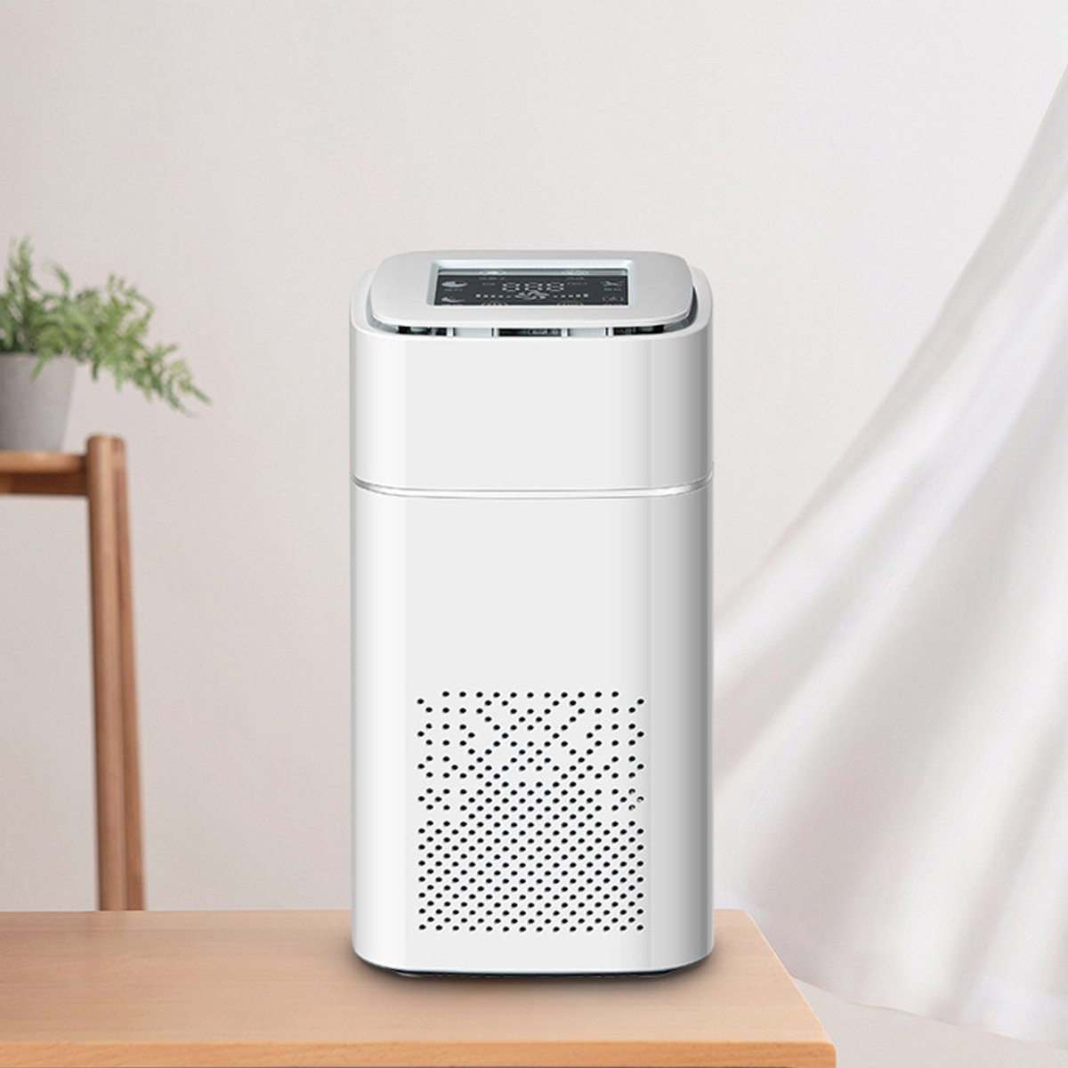 Slimme luchtreiniger met HEPA-filter en LED-display voor slaapkamer, wit