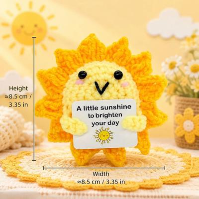Uplift Treasures Handmade Pocket Hug Crochet Plush With Gift Card sunshine
