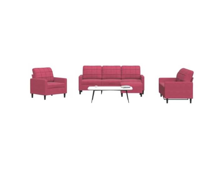 HEFZGDB 4-TLG. Sofagarnitur mit Kissen in Weinrot Samt, Weiches Velours Material und Robustes Metallgestell für Langlebigkeit, Bequeme Polsterung und Vielseitiger Hocker