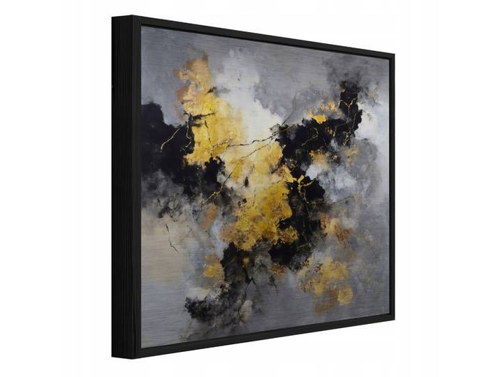 BILDER mit Rahmen Abstraktion Marmor Schwarz 80x80 cm