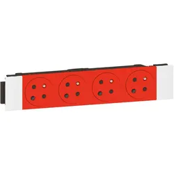 Legrand 077124L Mosaic 4-fach Steckdose F/B Standard, Snap-On, codiert, EBS Farbe: Rot
