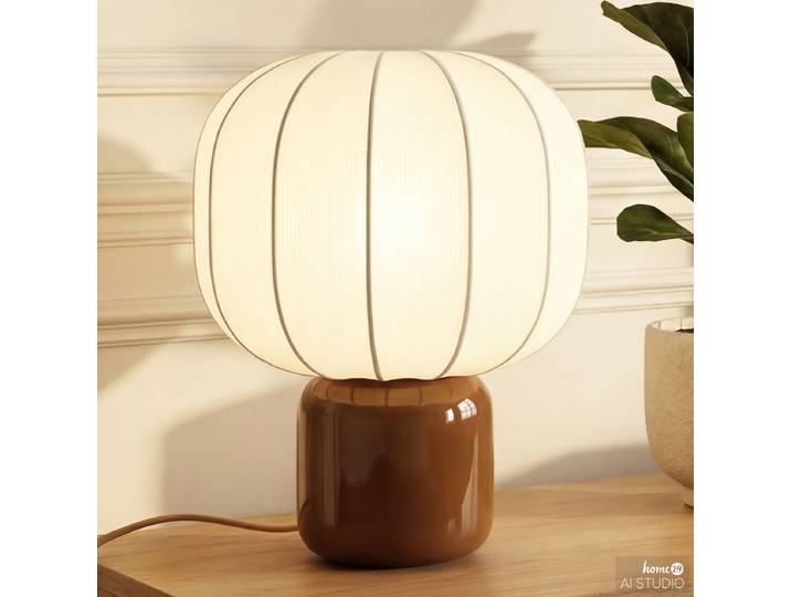 Lampe de table Brisa 25 x 30 x 25cm Blanc/Vert/Vert Coton E27
