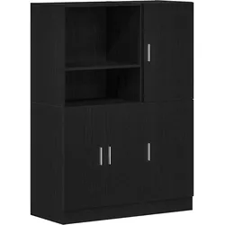 vidaXL 2-tlg. Küchenschrank-Set Schwarz Holzwerkstoff