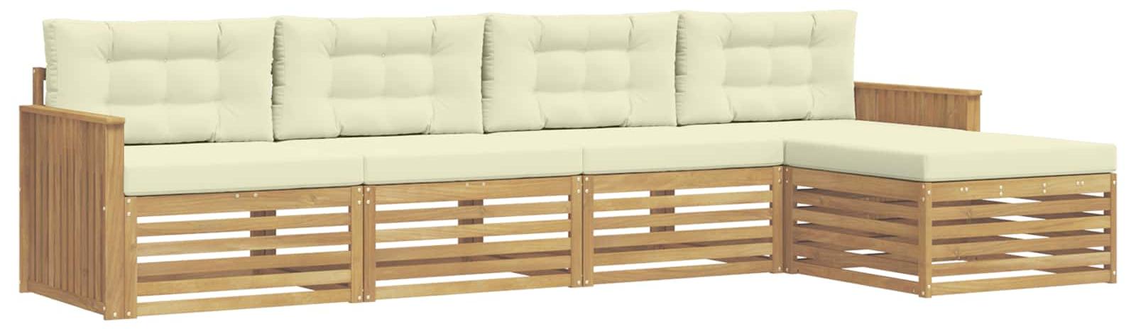 Garnitur aus 5 Outdoor-Sofas, weiß und cremefarben