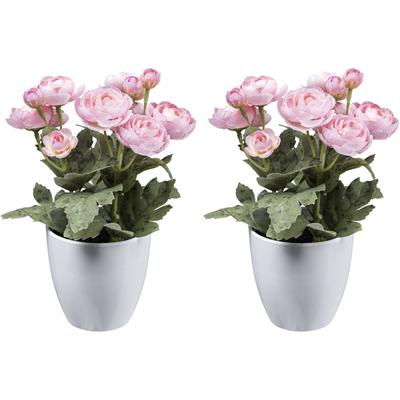 Kunstblume CREATIV GREEN "Ranunkel", gelb (rosa), H:20cm Ø:15cm, Polyester, Kunstpflanzen