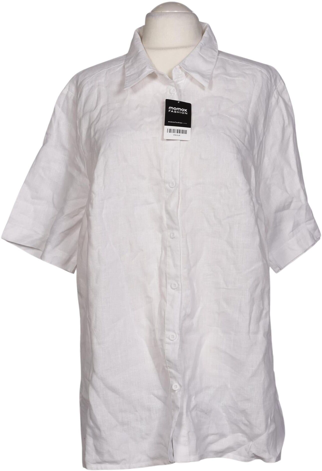 Ulla Popken Damen Bluse, Weiß, Gr. 3Xl, Leinen - Second Hand