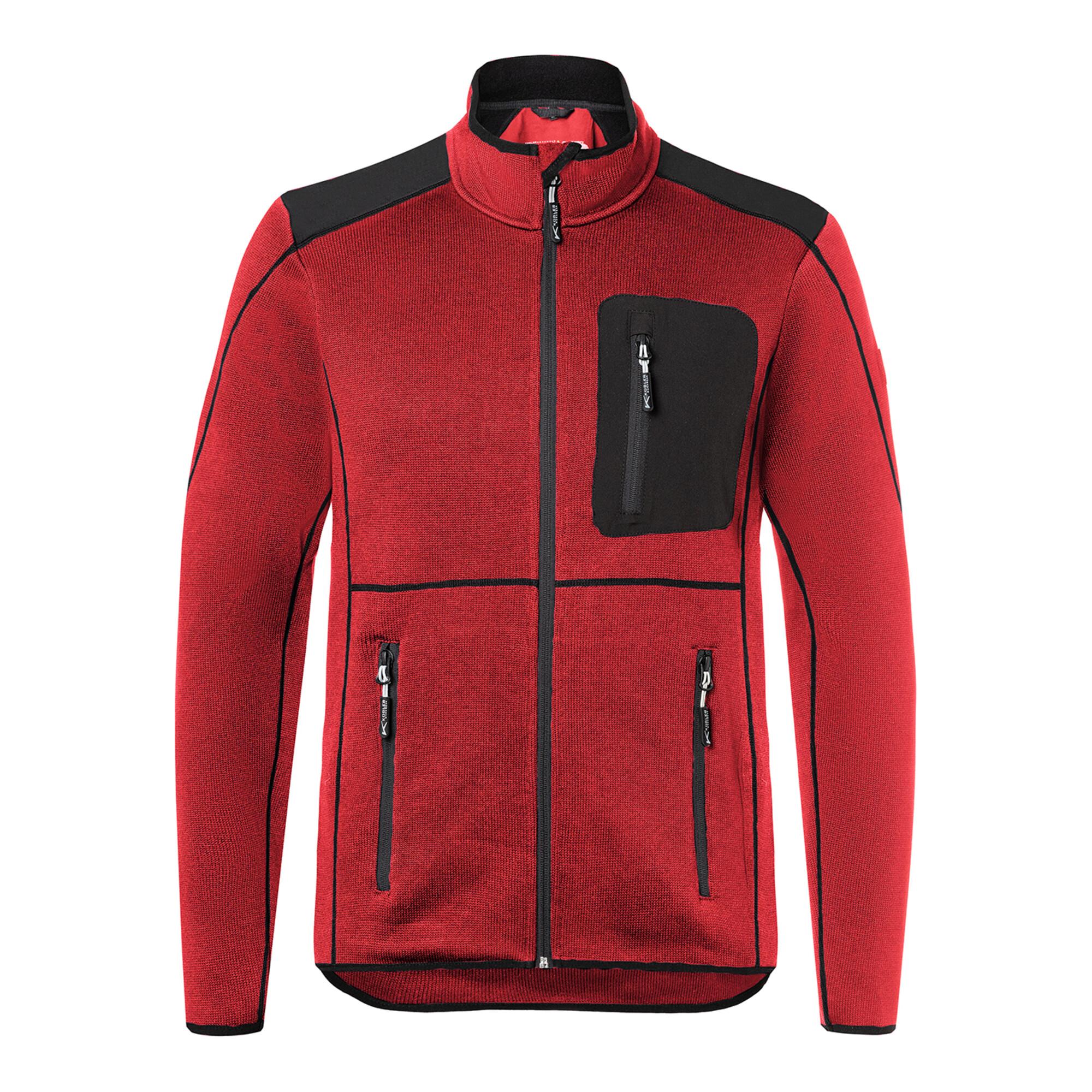 Strickjacke mittelrot/schwarz Form 1443 Größe S ; Kübler Workwear (1443 6339-5599-S)