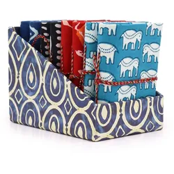 4x Block Print Cotton Bound Notebooks 7x10cm - Assorted
