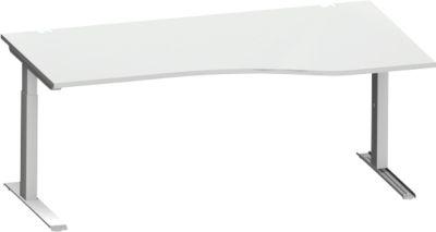 Schäfer Shop Genius Freiformschreibtisch MODENA FLEX, C-Fuß-Rechteckrohr, B 1800 mm, Ansatz rechts, lichtgrau/weißalu