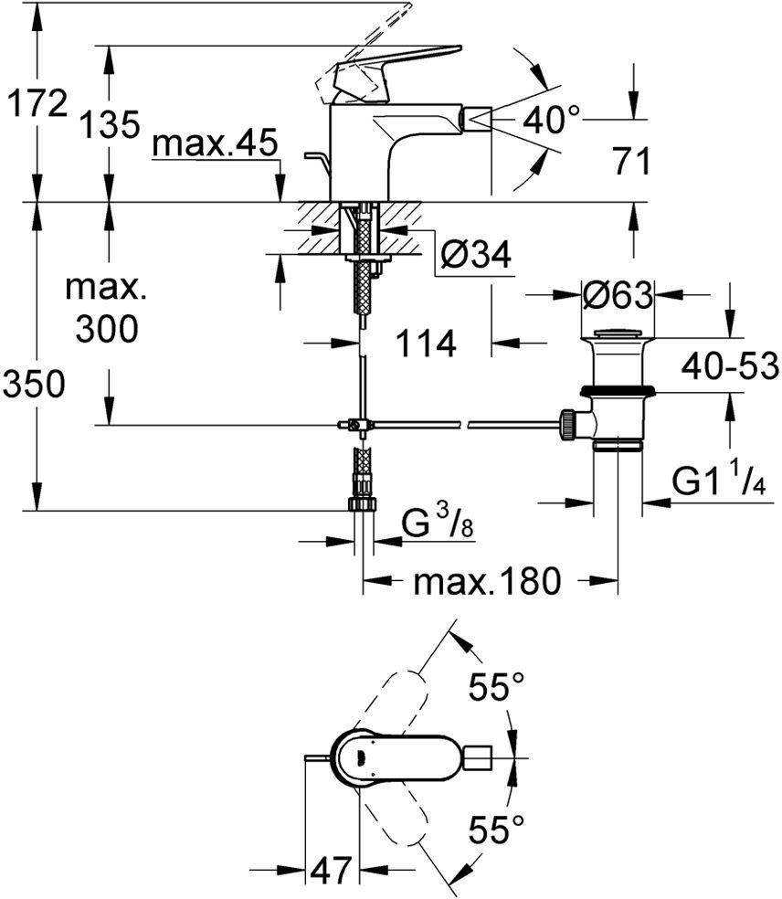 Grohe Eurosmart Cosmopolitan Einhand-Bidetarmatur