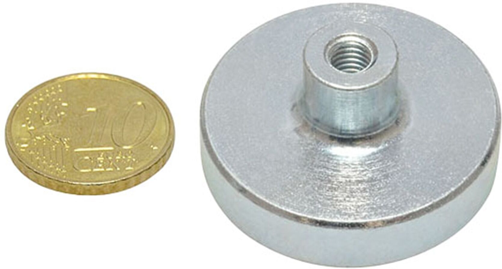 SPRINTIS 24 Unités - Aimants en pot en ferrite à coller 36 mm, ferrite, acier, argent