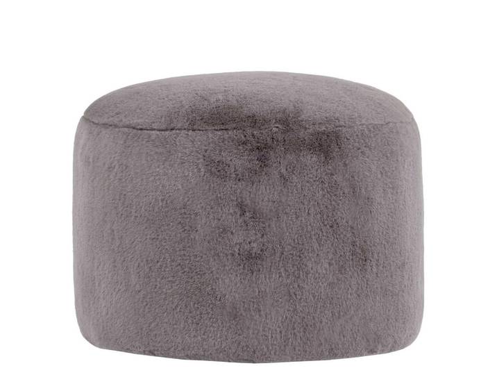 icon Sitzpouf Milano Kaninchenkunstfell, Grau, Rund, 55x35x55 cm, Wohnzimmer, Sessel, Hocker & Hockerbänke, Poufs