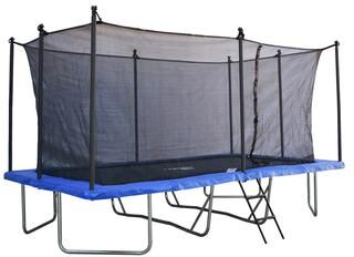 Teamson Home Large & UV-Resistant Rectangular Trampoline with Ladder & Enclosure Net - Black