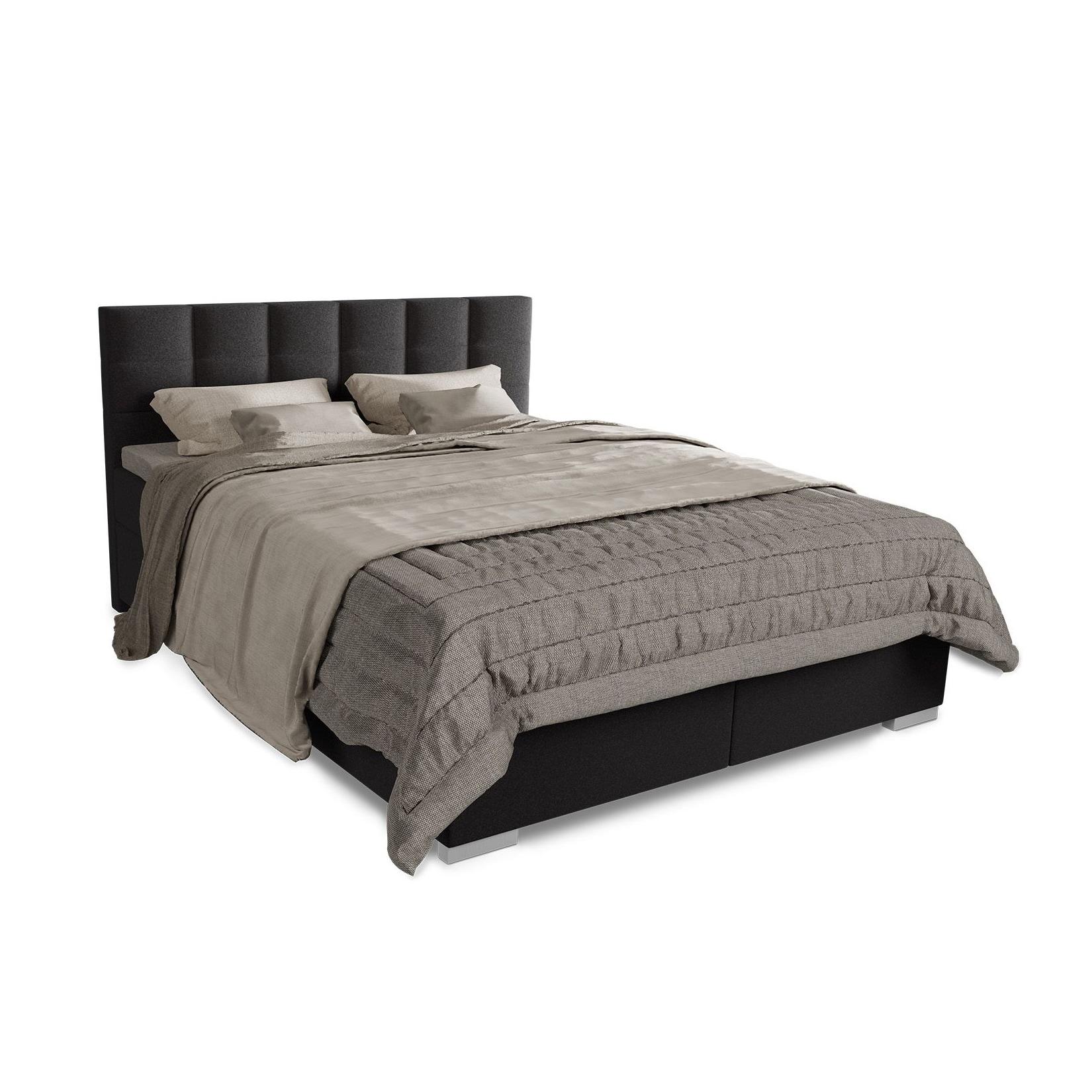 Juskys Boxspringbett Seattle 180x200cm - weicher Malmo-Stoff, komfortable Einstiegshöhe - Schwarz