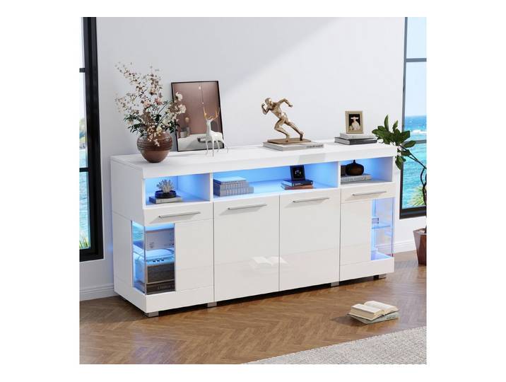 MODFU Sideboard im industriellen Stil (Beistelltisch Kommode, Anrichte, 1 St., 9 Fächern), mit LED Licht