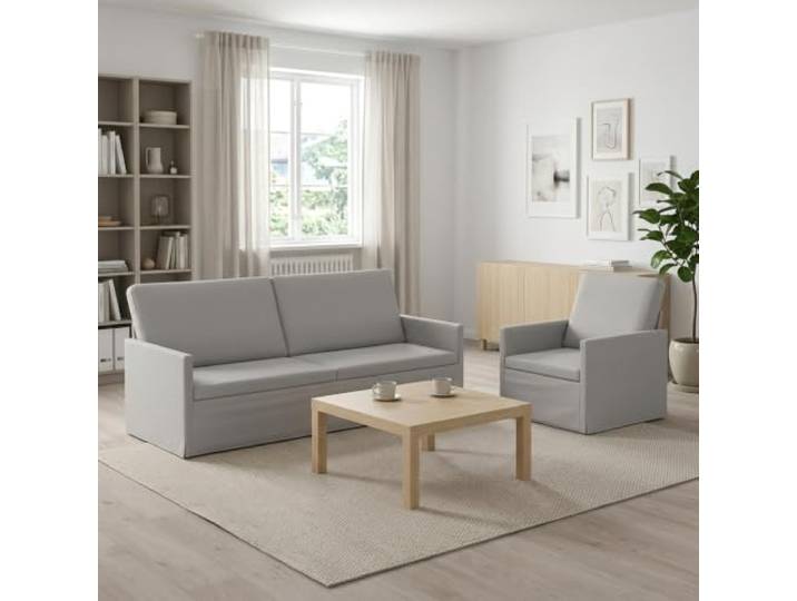 Sofa-Set 2 pcs Wolkengrau Stoff Metallrahmen,Schaumstofffüllung,Kissen-Rücken,Polyesterstoff,pflegeleicht,Wohnzimmer,Montage zu zweit