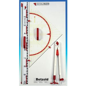 Geoliner Tafelzeichengerät 73825 Iota Geräteplatte, 100cm Lineal, Zirkel & Geodreieck