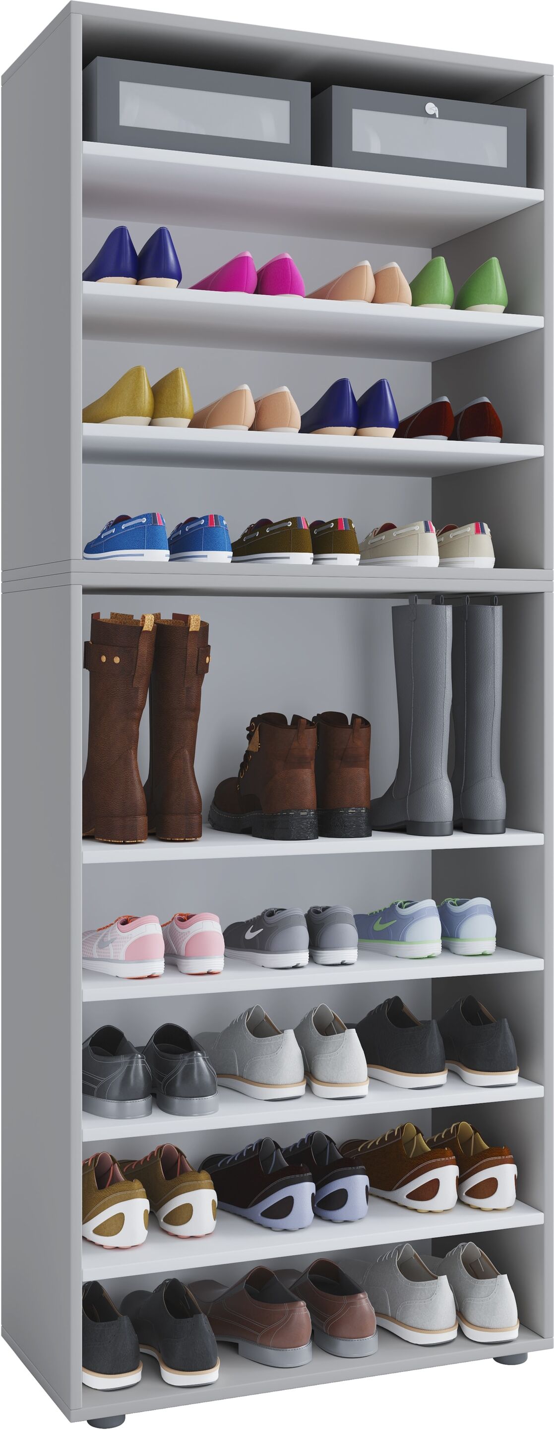 Schuhschrank VCM "XXL Holz Großer Schuhschrank Schuhregal Lona 9", grau, B:70cm T:37cm, Obermaterial: 100% Holz Wood., Schränke, Schuhschrank