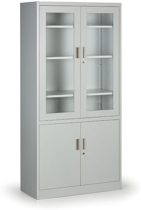 B2B Partner Metallschrank mit verglasten Türen, zerlegt, 900 x 1850 x 400 mm