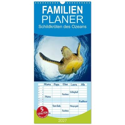 Familienplaner 2027 - Schildkröten des Ozeans mit 5 Spalten (Wandkalender, 21 x 45 cm) CALVENDO