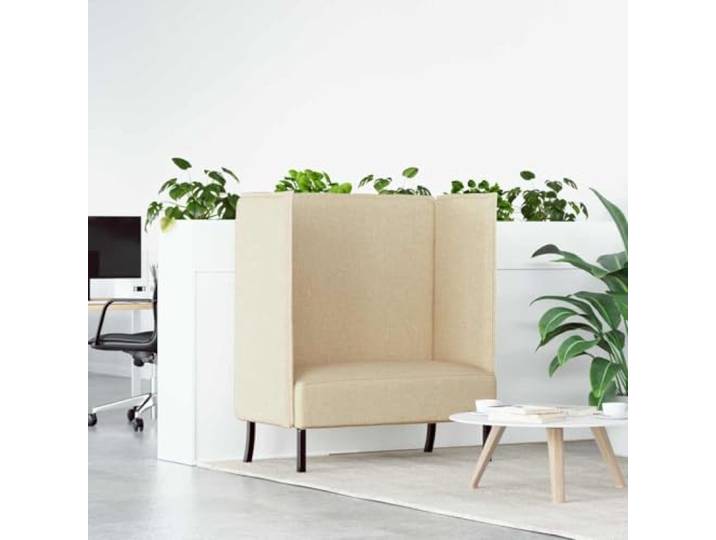 pokgdf Hochlehner Sofa 101cm Creme Stoff Zweisitzer Robustes Holzgestell, Geräuschdämpfend, Pflegeleicht, Ideal für Co-Working Spaces