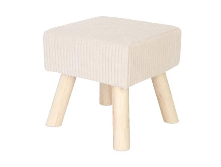 Relaxdays Tabouret en Velours côtelé\, Pieds en Bois\, rembourré\, HxLxP : 30x30x30 cm\, carré\, Pouf\, Beige/Nature