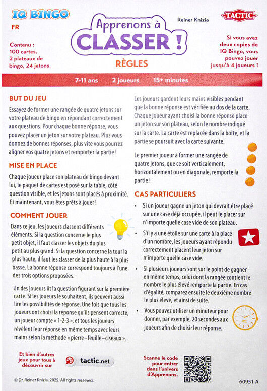 Tactic Apprenons à classer ! IQ Bingo