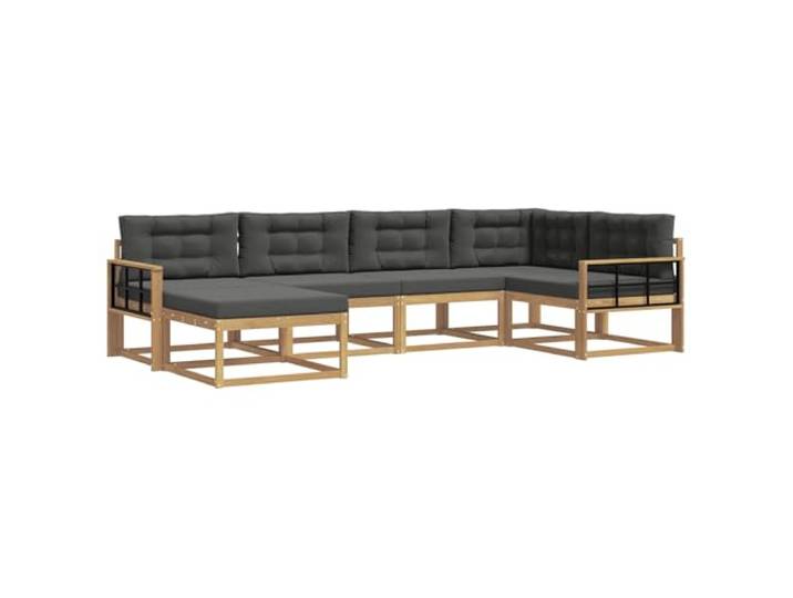 PUGYNBK Sofaset für den Außenbereich, 5-teilig, Weiß, Anthrazit Massives Akazienholz, modernes Design, Lattenrahmen, modular, einfache Reinigung