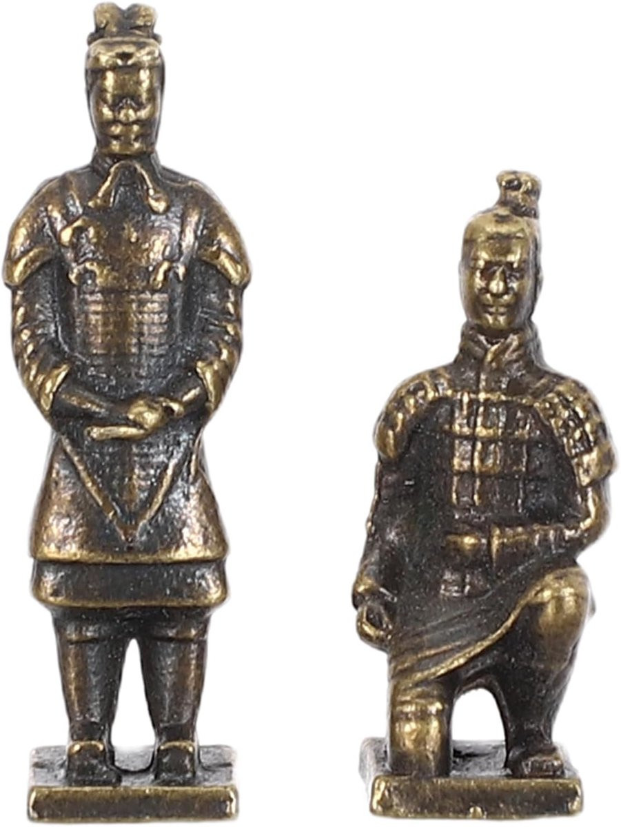 Handgemaakte decoratieve krijgers figuren in donkerbruine koperlegering, Hoogte: 23 cm