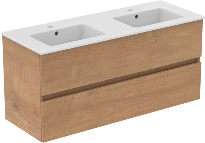 Ideal Standard Plus Möbelwaschtisch-Paket R0576Y8 Hamilton Eiche, 121,5x45,5x56,5cm, je 1 Hahnloch