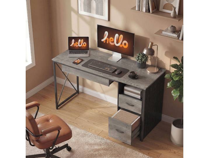 HOMCOM Bureau Gaming 120x50cm avec Tiroirs et Plateau Clavier