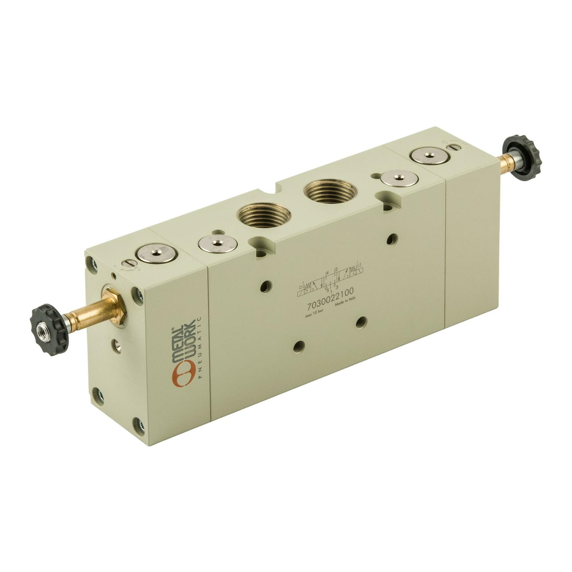 Riegler 5/3-Wegeventil, elektropneumatisch, Mitte entlüftet, G 1/2 (7030022200)