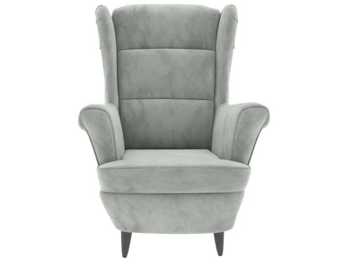 Fauteuil à oreilles avec tabouret - DUOKON - FAN3115931 - Velours gris clair - Confortable - Design contemporain