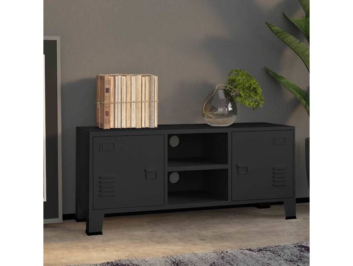 vidaXL TV-Schrank Industrie-Stil Schwarz 105x35x42 cm Metall