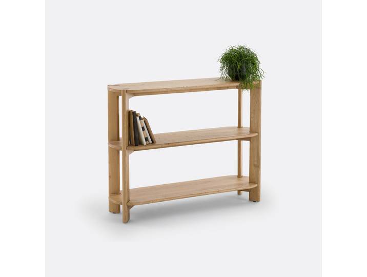 LA REDOUTE Console 3 tablettes, en chêne massif, ELMO Beige Chêne