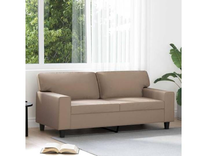HEFZGDB 2-Sitzer-Sofa Cappuccino-Braun 140 cm Kunstleder Langlebiges Polstermöbel Metallgestell Modernes Design Schmutzabweisend Bequeme Sitzfläche Luxuriöser Look Stabiles Sofa