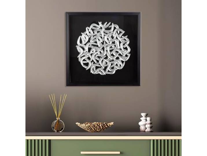 Casablanca Bild Salerno, quadratisch, 60x60 cm, Kunststoff, schwarz, glänzend, metallische Optik, strukturiert