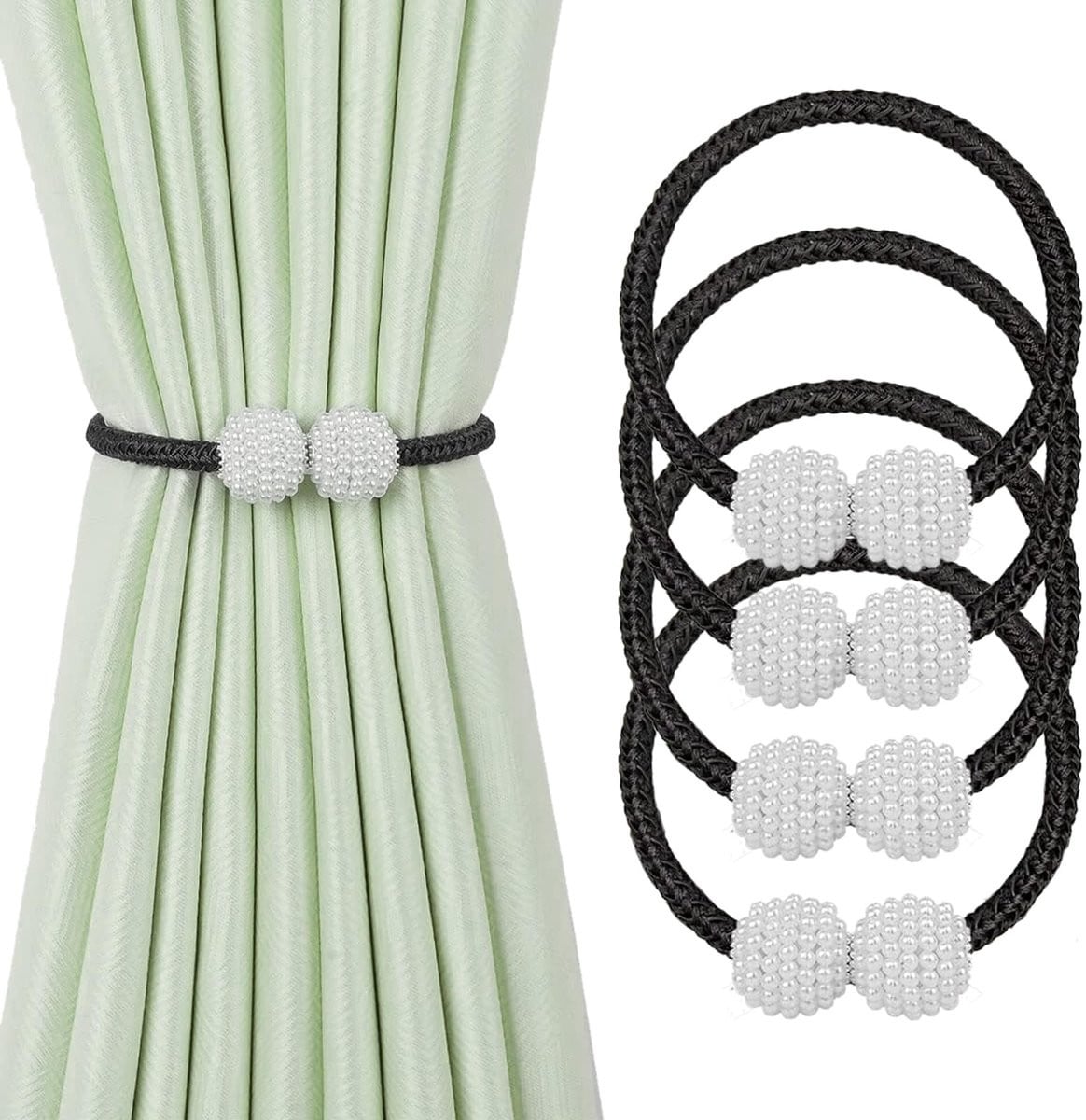 Allecto Magnetische Gordijn Tiebacks - Grijs Gestreept - Decoratieve Gordijn Clips