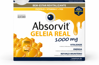 Absorvit Geleia Real 1000mg Bem-Estar Revitalizante 20 ampolas