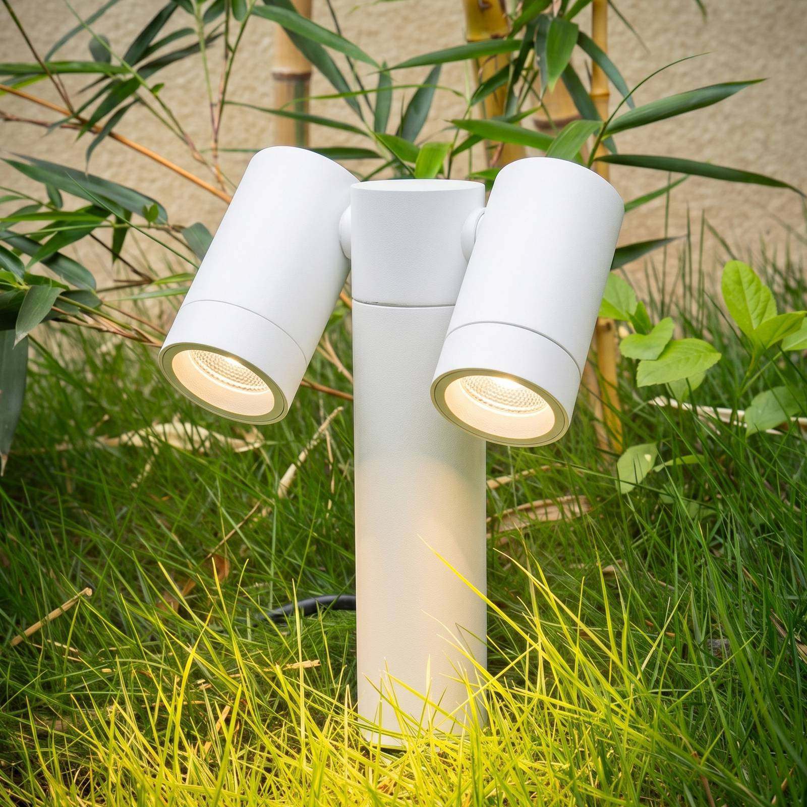 PRIOS Tulimar Prikspot, 2-lichts, Wit, IP65, Dimbaar, Aluminium en Glas, Modern