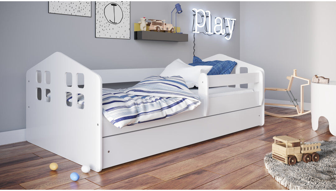 Isabelle & Max Malcolm Storage Kids Bed with Mattress White European Toddler (80 x 180cm)