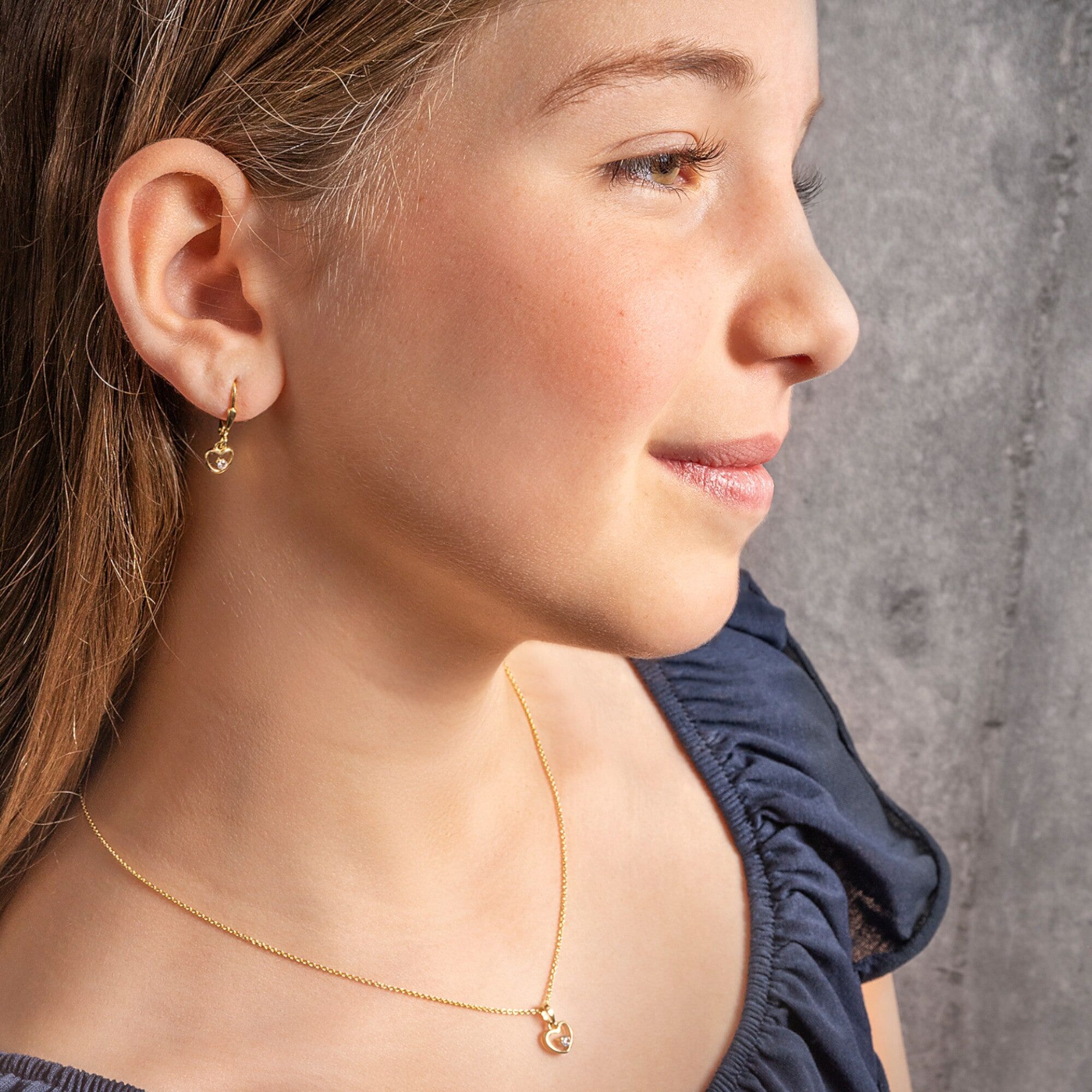 Paar Ohrhänger ONE ELEMENT "Zirkonia Herz Ohrringe Ohrhänger aus 333 Gelbgold", gold, Ohrringe, Damen, Damen, Gelbgold 333 Gold, Gelbgold 333, Gold, edles Design – modisch & dezent zugleich