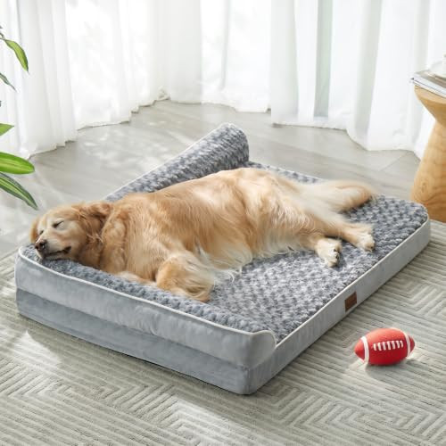 BFPETHOME Groot orthopedisch hondenbed met waterdichte en wasbare hoes, grijs, B: 76,2 cm, D: 106,7 cm, H: 19 cm