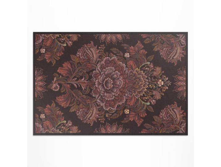 Wallfluent Teppich 100x150 cm Florale Komposition Vintage, Mokka, Kunststoff, 100x150 cm, Teppiche und Böden, Teppiche