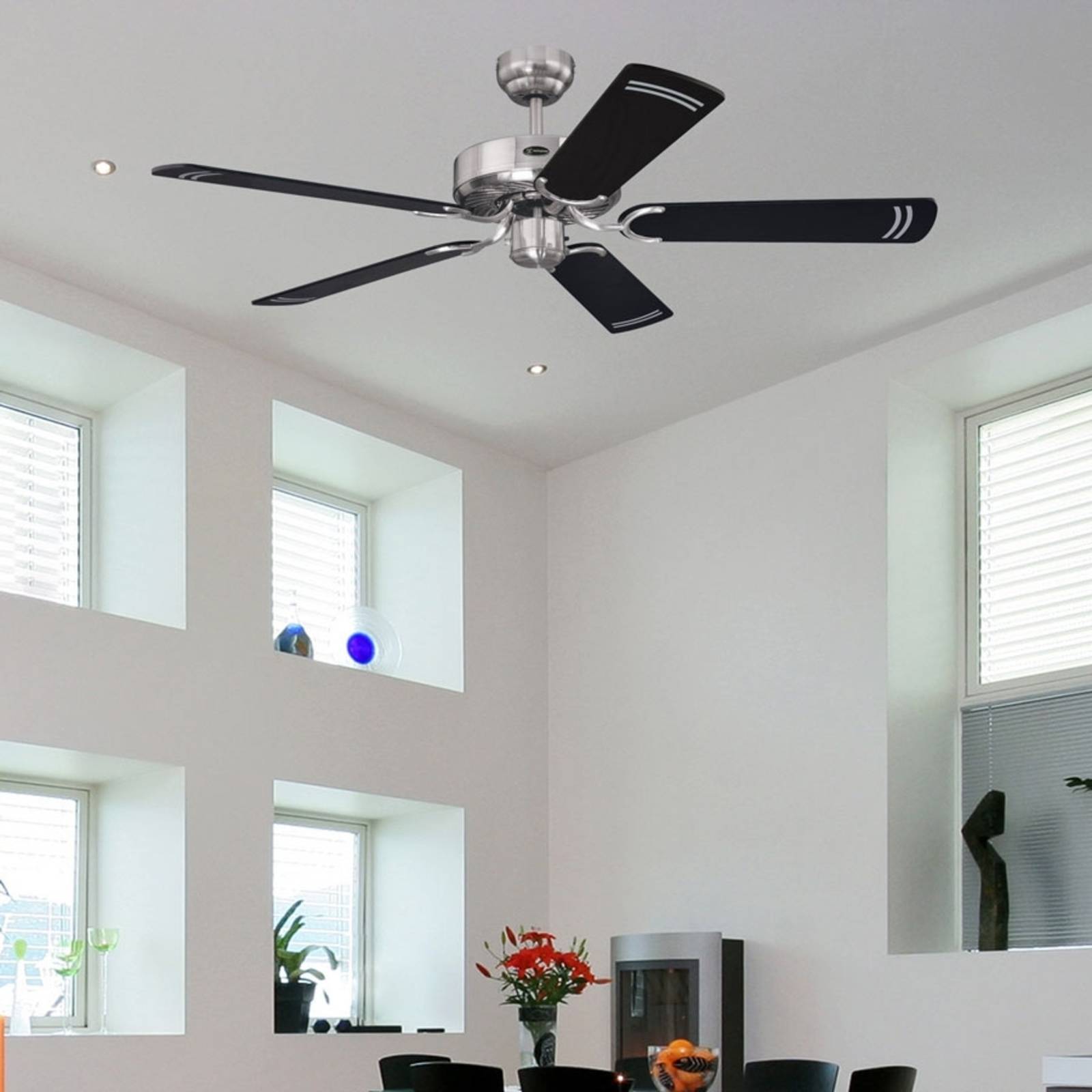 Westinghouse Cyclone-Ventilator in Schwarz CYCLONE, schwarz, für Wohn- / Esszimmer, Metall