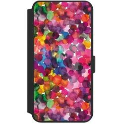 Nivocase Klapphülle für Samsung Galaxy S24+ Handyhülle aus Kunst Leder NIVOflip schwarz Punkte Wasserfarbe (Samsung Galaxy S24+), Smartphone Hülle, Schwarz